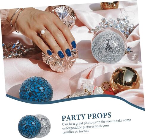 3 قطع من كرات الزجاج المتشققة، كرات زجاجية مزخرفة، كرات ديسكو فضية، مرآة الطاولة، كرات كروية مزخرفة، مزهرية، حشو، كرات حشو، ديكورات طاولة صغيرة، طاولة طعام رغوية in Kuwait