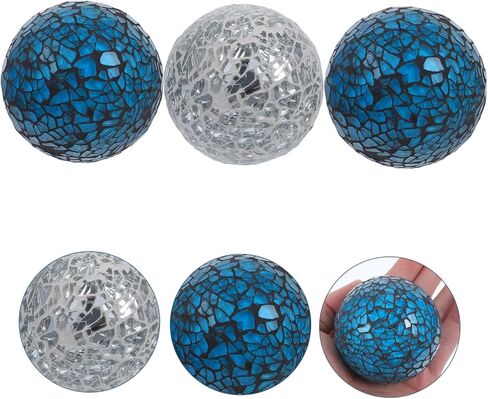 3 قطع من كرات الزجاج المتشققة، كرات زجاجية مزخرفة، كرات ديسكو فضية، مرآة الطاولة، كرات كروية مزخرفة، مزهرية، حشو، كرات حشو، ديكورات طاولة صغيرة، طاولة طعام رغوية in Kuwait