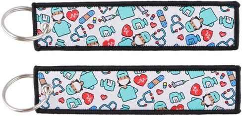 طبيب ممرضة مستشفى الطب اللقاحات السماعة EKG الجراح المفاتيح مفتاح العلامة سلسلة فوب الدائري in Kuwait