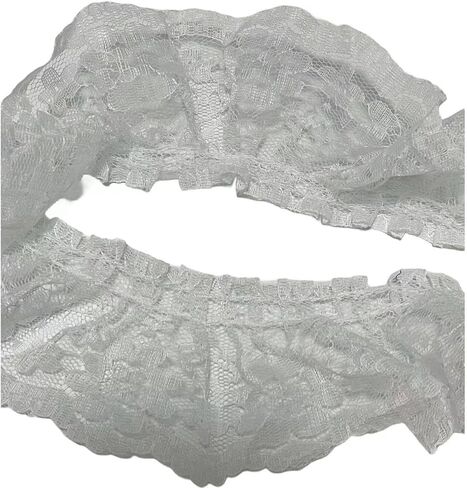 2.36inchX2Yards Lace Ribbon,Floral Pattern Fabric Lace Ribbon Vintage Lace Pleated Trim Lace Ribbon for Sewing, Gift Wrapping, DIY Crafts, Wedding Decorations(White) in Saudi Arabia