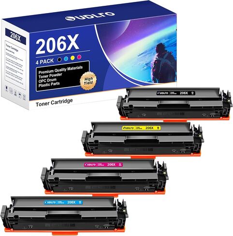 206X Toner Cartridges 4 Pack High Yield - Replacement for HP 206X HP 206A Toner Cartridges 4 Pack Compatible with HP Color Laserjet Pro MFP M283fdw M283cdw M255dw M283 M255 Series, W2110X, 4 Pack in Saudi Arabia
