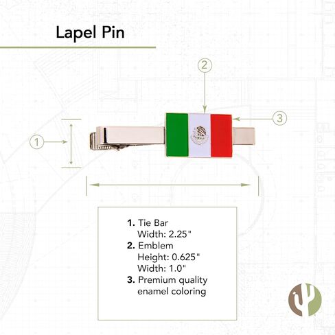 Desert Cactus Mexico Country Rectangle Flag Tie Bar Made of Metal Souvenir Mexican (Silver Tie Bar) in Saudi Arabia
