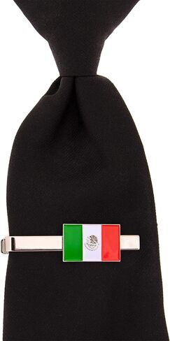 Desert Cactus Mexico Country Rectangle Flag Tie Bar Made of Metal Souvenir Mexican (Silver Tie Bar) in Saudi Arabia