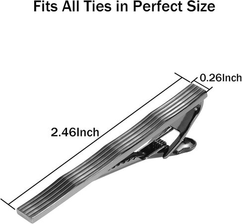 Tie Clip for Men Black, 2.5 Inch Tie Pins and Clips for Men Unique, Black Tie Bar Tie Pinch Tie Clasp Ideal for Father's Day Gift, Wedding Anniversary, Business Professional, Regular Ties in Kuwait