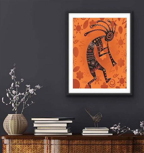 Xiyuekissu DIY 5D الماس الفن جنوب غرب Kokopelli الأمريكيين الأصليين العرقية القبلية خمر هندسية الرجعية الأزتيك Kokopelli شخصية على الجرونج لتزيين جدار المنزل 12 × 16 بوصة ... in Kuwait