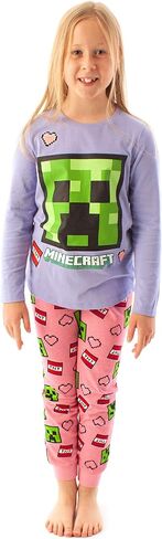 Minecraft Pyjamas Creeper Face TNT Glitter Girls Gaming Pink Purple PJs in Saudi Arabia