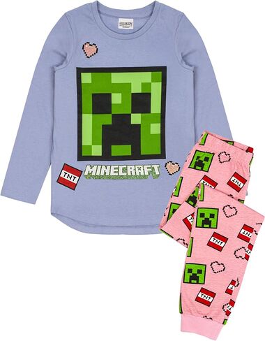 Minecraft Pyjamas Creeper Face TNT Glitter Girls Gaming Pink Purple PJs in Saudi Arabia