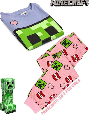 Minecraft Pyjamas Creeper Face TNT Glitter Girls Gaming Pink Purple PJs in Saudi Arabia