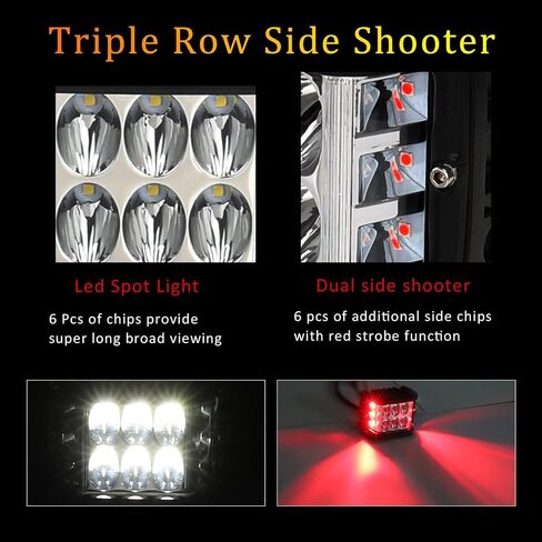 Dual Side Shooter LED Pod Light Bar with Red & Blue Strobe Pods Lights 4 Inch Off Road Lights Led Driving Lights Fit for 4x4 Jeep Truck Boat ATV SUV UTV in Saudi Arabia