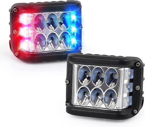 Dual Side Shooter LED Pod Light Bar with Red & Blue Strobe Pods Lights 4 Inch Off Road Lights Led Driving Lights Fit for 4x4 Jeep Truck Boat ATV SUV UTV in Saudi Arabia