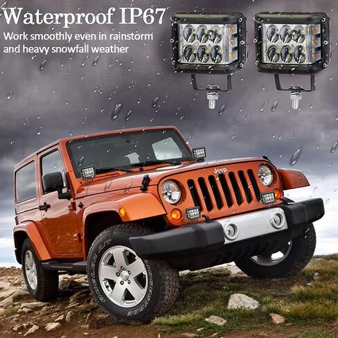 Dual Side Shooter LED Pod Light Bar with Red & Blue Strobe Pods Lights 4 Inch Off Road Lights Led Driving Lights Fit for 4x4 Jeep Truck Boat ATV SUV UTV in Saudi Arabia