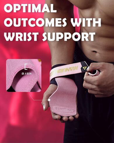 قفازات رفع الأثقال للنساء والرجال من مانويكلير، أشرطة رفع لرفع الأثقال مع حلقة معصم مبطنة، أشرطة معصم جلدية لرفع الأثقال، رفع الأثقال in Kuwait