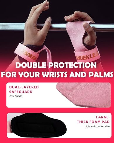 قفازات رفع الأثقال للنساء والرجال من مانويكلير، أشرطة رفع لرفع الأثقال مع حلقة معصم مبطنة، أشرطة معصم جلدية لرفع الأثقال، رفع الأثقال in Kuwait