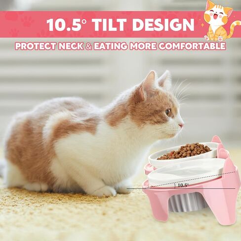 1 Set Double Ceramic Cat Bowls Elevated Tilted Cat Food Bowls Raised Ceramic Pet Bowls with Stand Dog Cat Food and Water Bowl Set Tall Feet Feeding Bowls Dishes for Pet Cats Dogs(Blue) in Saudi Arabia