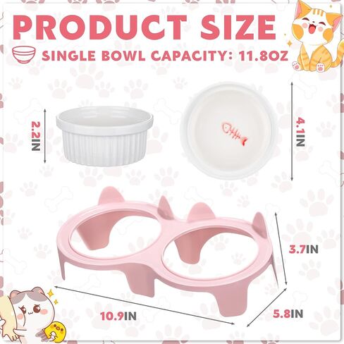 1 Set Double Ceramic Cat Bowls Elevated Tilted Cat Food Bowls Raised Ceramic Pet Bowls with Stand Dog Cat Food and Water Bowl Set Tall Feet Feeding Bowls Dishes for Pet Cats Dogs(Blue) in Saudi Arabia