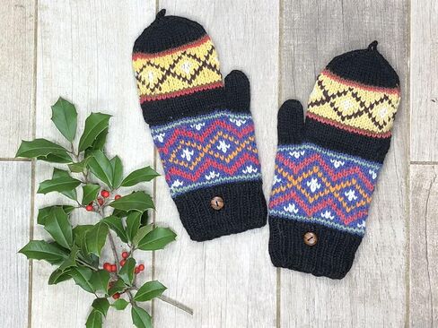 إيلا سوسمان متماسكة اليد الألبكة للتحويل القفاز بدون أصابع غطاء الوجه نمط جزيرة عادلة مبطنة بالصوف in Kuwait