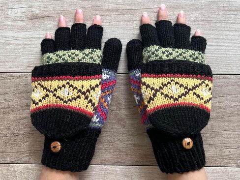 إيلا سوسمان متماسكة اليد الألبكة للتحويل القفاز بدون أصابع غطاء الوجه نمط جزيرة عادلة مبطنة بالصوف in Kuwait