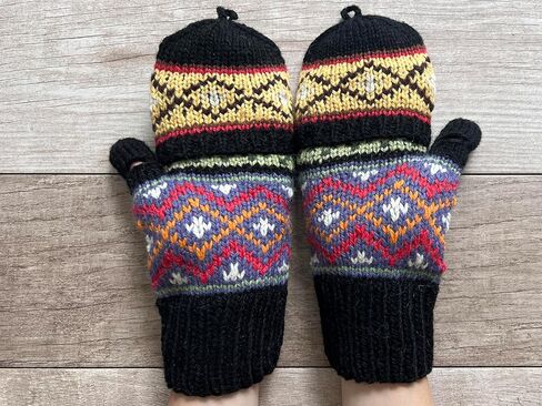 إيلا سوسمان متماسكة اليد الألبكة للتحويل القفاز بدون أصابع غطاء الوجه نمط جزيرة عادلة مبطنة بالصوف in Kuwait