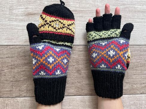 إيلا سوسمان متماسكة اليد الألبكة للتحويل القفاز بدون أصابع غطاء الوجه نمط جزيرة عادلة مبطنة بالصوف in Kuwait