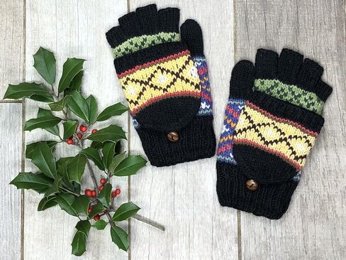 إيلا سوسمان متماسكة اليد الألبكة للتحويل القفاز بدون أصابع غطاء الوجه نمط جزيرة عادلة مبطنة بالصوف in Kuwait