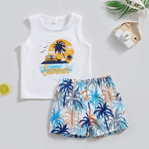 Karwuiio Toddler Baby Boys Outfit Sleeveless Vest Tank Tops Casual Shorts Sets 2PCS Summer Baby Clothes in Saudi Arabia