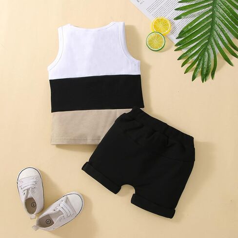 Karwuiio Toddler Baby Boys Outfit Sleeveless Vest Tank Tops Casual Shorts Sets 2PCS Summer Baby Clothes in Kuwait