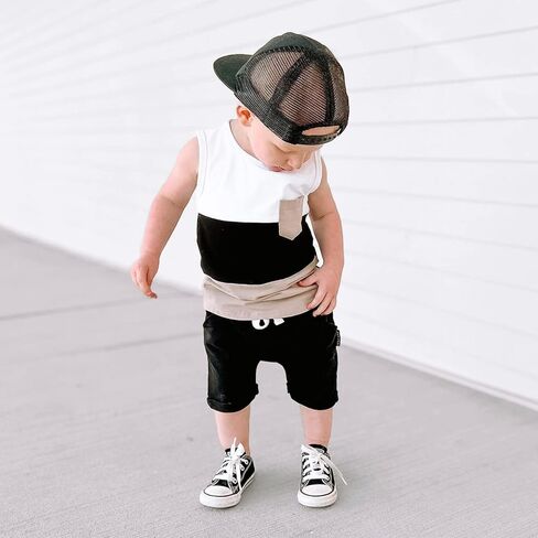 Karwuiio Toddler Baby Boys Outfit Sleeveless Vest Tank Tops Casual Shorts Sets 2PCS Summer Baby Clothes in Kuwait