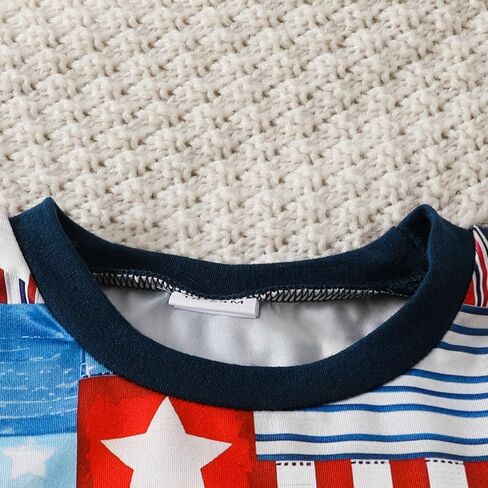 Baby Boy 4th of July Outfits Letter Print Short Sleeve T-Shirt+Drawstring Shorts Fourth of July Summer Clothes Set in Kuwait