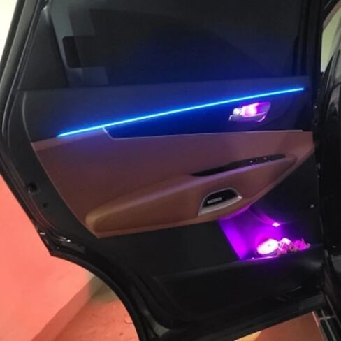شريط إضاءة LED داخلي للسيارة من الأكريليك والتحكم في المنطقة المزدوجة، RGB 18 في 1 مع 162 بوصة 593 LED مجموعات الإضاءة المحيطة بالألياف البصرية، 16 مليون لون وظيفة الصوت النشطة أضواء نيون السيارة in Kuwait