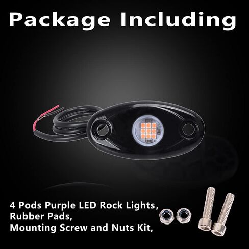 4 القرون الأرجواني LED أضواء الصخور طقم إضاءة تحت الماء IP68 لسيارة شاحنة ATV SUV الطرق الوعرة قارب Underbody توهج درب تلاعب مصباح in Kuwait