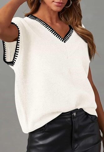 Pink Queen Women Sweater Vest 2024 Fashion Casual Spring Oversized Knit Sleeveless Tank Tops in Saudi Arabia