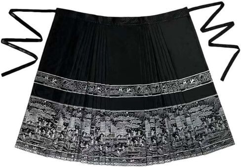 Women's Horse Face Skirt Vintage High Waist Swing A-Line Skirt Black Color Painting Print Chinese Ancient Horse Face Skirt Girls Ancient Costumes in Saudi Arabia