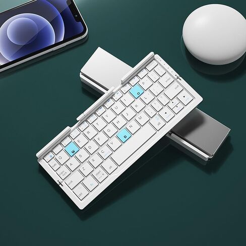 FOSA Folding Bluetooth Keyboard, Wireless Folding Keyboard, Portable Pocket Foldable Keyboard, Mini Foldable Wireless Keyboard Aluminum Alloy Housing for Tablets Phones (Black Gray) in Saudi Arabia