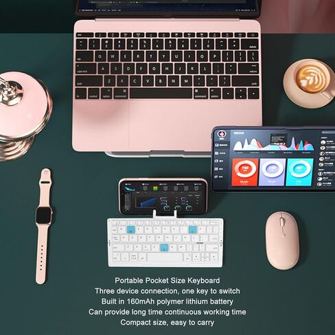 FOSA Folding Bluetooth Keyboard, Wireless Folding Keyboard, Portable Pocket Foldable Keyboard, Mini Foldable Wireless Keyboard Aluminum Alloy Housing for Tablets Phones (Black Gray) in Saudi Arabia