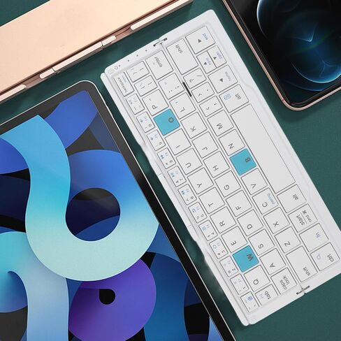 FOSA Folding Bluetooth Keyboard, Wireless Folding Keyboard, Portable Pocket Foldable Keyboard, Mini Foldable Wireless Keyboard Aluminum Alloy Housing for Tablets Phones (Black Gray) in Saudi Arabia
