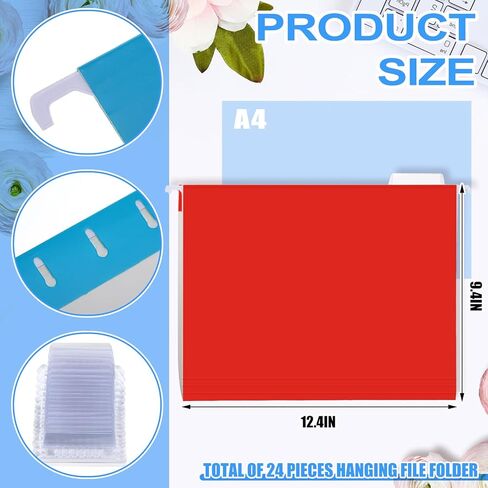 Acrylic File Folder Organizer and 12pcs Hanging File Holders Slim Letter Size Plastic File Box with Handles for Document File Desktop Home Office Classroom 12.2 x 10.24 x 4.9 Inches (Bright,Pure) in Saudi Arabia