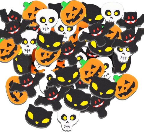 Halloween Erasers for Kids Bulk, Mini Erasers Goody Bag Fille Ghost Pumpkin Bat Cat for Classroom Rewards, Trick or Treat Handouts Stationery, Party Favors(48 Pcs) in Saudi Arabia