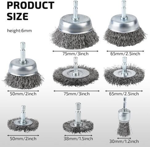 مجموعة من 15 فرشاة سلكية، مع ساق سداسية مقاس 1/4 بوصة، وفرشاة سلكية للمثقاب، وفرشاة سلكية للقالب لقمة الثقب، ومرفق فرشاة سلك من الفولاذ الكربوني لتنظيف الصدأ، وطلاء الشريط، والأسطح المصقولة، إلخ. in Kuwait