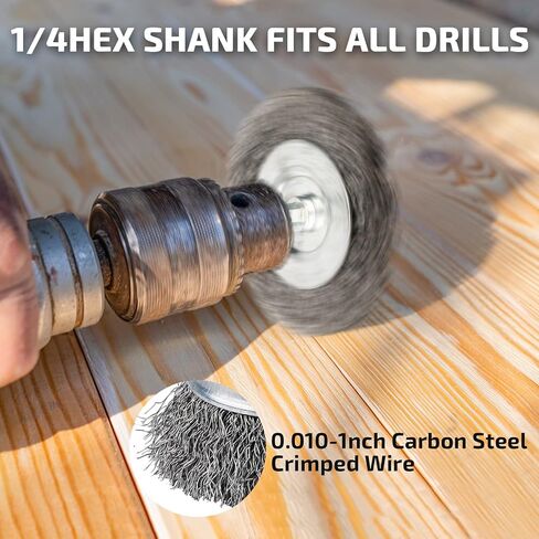 مجموعة من 15 فرشاة سلكية، مع ساق سداسية مقاس 1/4 بوصة، وفرشاة سلكية للمثقاب، وفرشاة سلكية للقالب لقمة الثقب، ومرفق فرشاة سلك من الفولاذ الكربوني لتنظيف الصدأ، وطلاء الشريط، والأسطح المصقولة، إلخ. in Kuwait