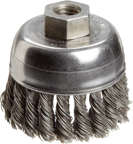 فرشاة كوب سلكية بعقدة صف واحد من Weiler 13285 2-3/4 بوصة، حشو فولاذي 020 بوصة، 1/2 بوصة - 13 صامولة UNC، مصنوعة في الولايات المتحدة الأمريكية in Saudi Arabia