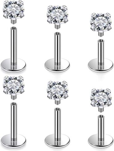 Cisyozi 20G 18G 16G F316 Titanium Lip Labret Medusa Monroe Ashley Nose Ring Stud Screw in Piercing Jewelry Hypoallergenic Implant Flat Back Tragus Helix Cartilage Earring for Women Men 6mm 8mm 10mm in Saudi Arabia