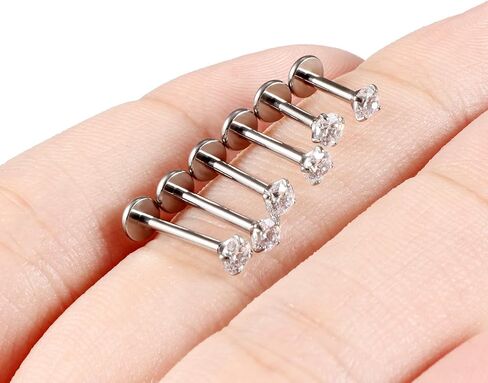 Cisyozi 20G 18G 16G F316 Titanium Lip Labret Medusa Monroe Ashley Nose Ring Stud Screw in Piercing Jewelry Hypoallergenic Implant Flat Back Tragus Helix Cartilage Earring for Women Men 6mm 8mm 10mm in Saudi Arabia