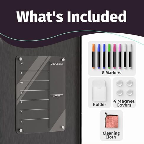 11" x 14" Magnetic Weekly Menu Board for Kitchen Fridge| Weekly Dinner Menu Board for Kitchen | 8 Markers Included | Meal Planner Magnetic in Saudi Arabia