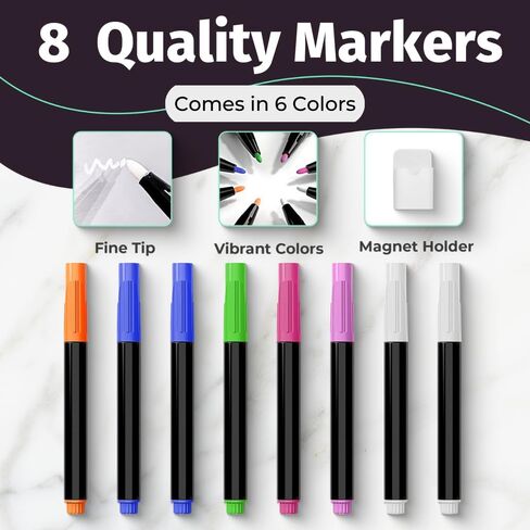 11" x 14" Magnetic Weekly Menu Board for Kitchen Fridge| Weekly Dinner Menu Board for Kitchen | 8 Markers Included | Meal Planner Magnetic in Saudi Arabia