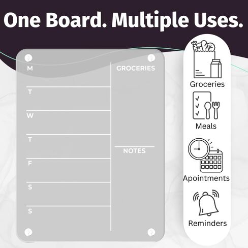 11" x 14" Magnetic Weekly Menu Board for Kitchen Fridge| Weekly Dinner Menu Board for Kitchen | 8 Markers Included | Meal Planner Magnetic in Saudi Arabia