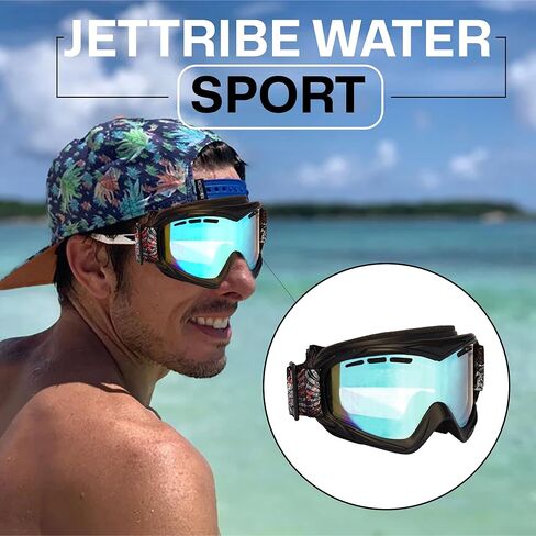 نظارات خوذة Jettribe للرياضات المائية - مجموعة عميقة بإطار عائم ضيق - نظارات مثالية لركوب الطائرات الورقية وركوب الأمواج والتجديف ومغامرات السباق PWC - بما في ذلك عدسة وحقيبة ريفو - أسود غير لامع in Kuwait