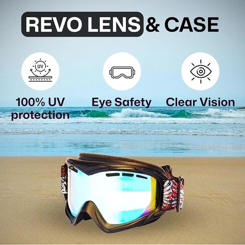 نظارات خوذة Jettribe للرياضات المائية - مجموعة عميقة بإطار عائم ضيق - نظارات مثالية لركوب الطائرات الورقية وركوب الأمواج والتجديف ومغامرات السباق PWC - بما في ذلك عدسة وحقيبة ريفو - أسود غير لامع in Kuwait