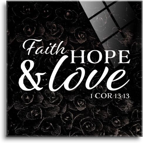 Faith Stronger Than Feelings Yellow Flower Fade 8 x 8 Glass Wall Hanging Sign in Saudi Arabia