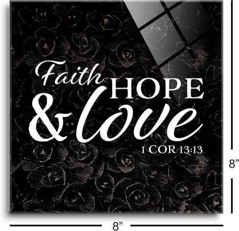 Faith Stronger Than Feelings Yellow Flower Fade 8 x 8 Glass Wall Hanging Sign in Saudi Arabia