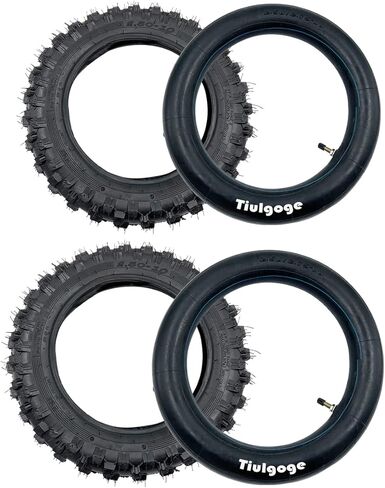 مجموعة إطارات الطرق الوعرة والأنبوب الداخلي مقاس 2.5-10 بوصة - معظم إطارات الدراجة الترابية 49cc، 50cc، 70cc (2.5-10")، مجموعة من 2 in Kuwait